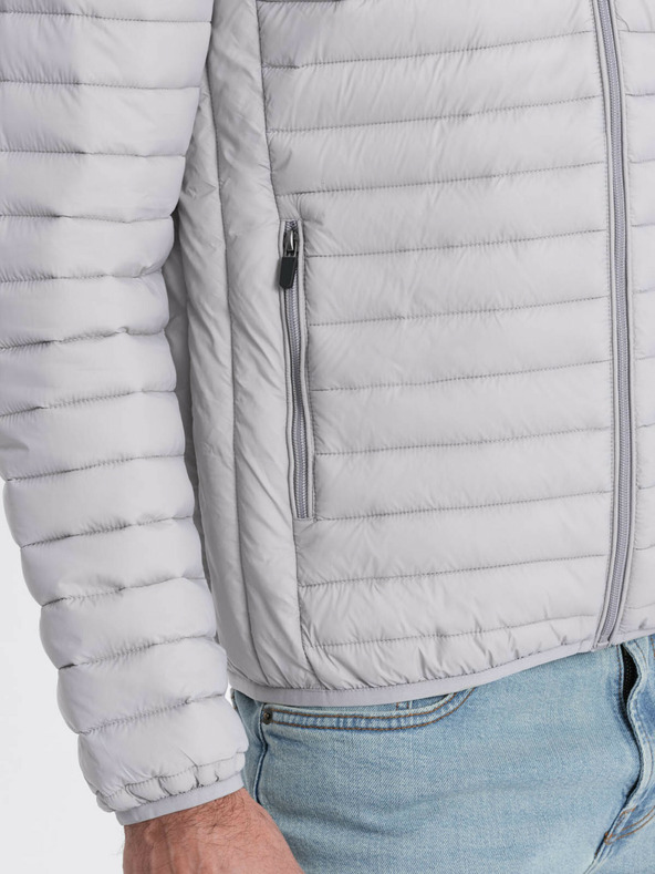 Ombre Clothing Svetlo siva moška lahka prešita jakna Ombre Clothing