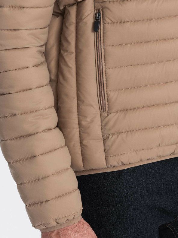 Ombre Clothing Bež moška lahka prešita jakna Ombre Clothing