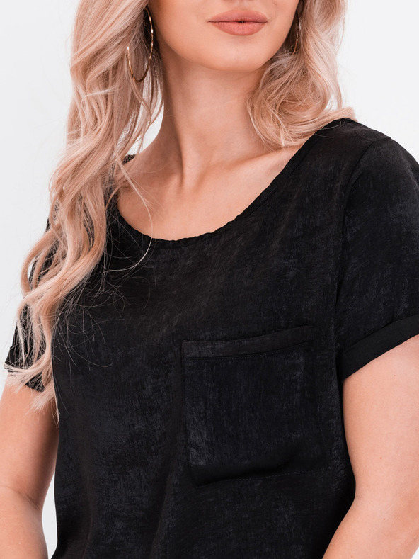 Edoti Črna ženska majica z žepom Edoti