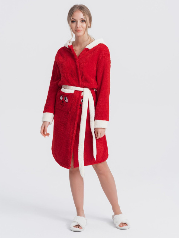 Edoti Rdeča ženska halja s kapuco Edoti