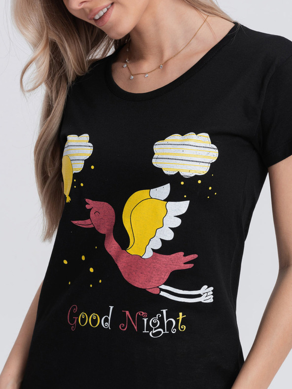 Edoti Kremasta in črna ženska pižama s potiskom Edoti