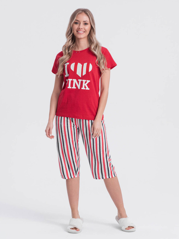 Edoti Rdeča ženska pižama z vzorcem Edoti