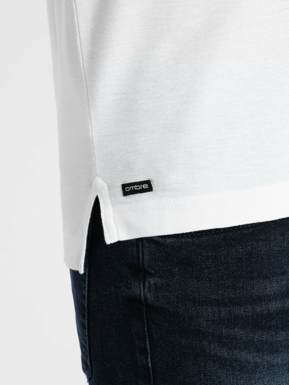 Ombre Clothing Bela moška polo majica Ombre Clothing
