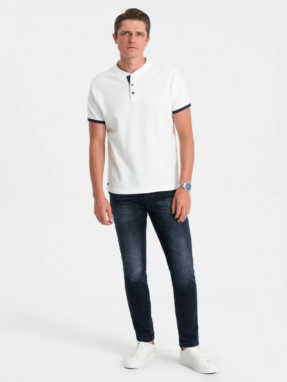 Ombre Clothing Bela moška polo majica Ombre Clothing