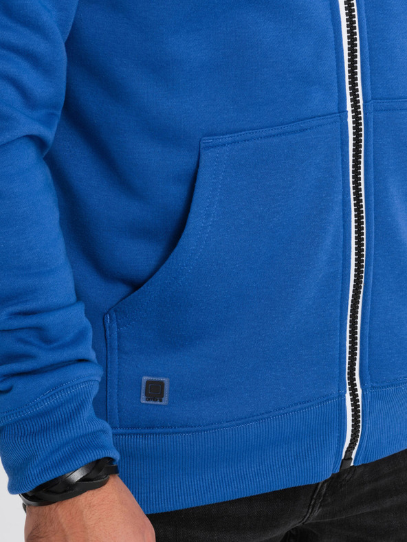 Ombre Clothing Modra moška kapuca z zadrgo Ombre Clothing