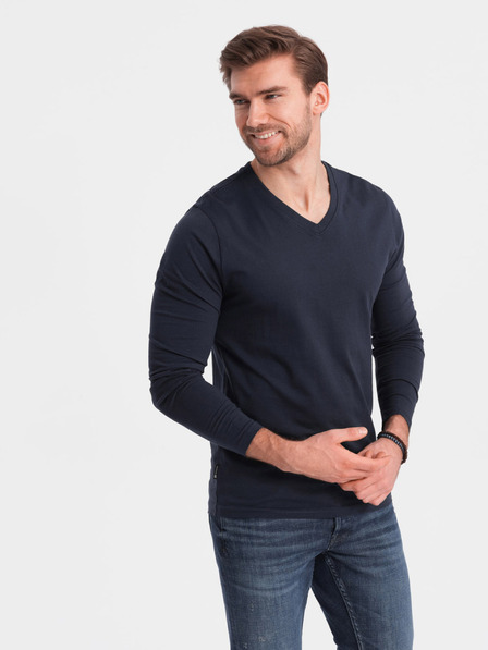 Ombre Clothing Temno modra moška osnovna majica Ombre Clothing
