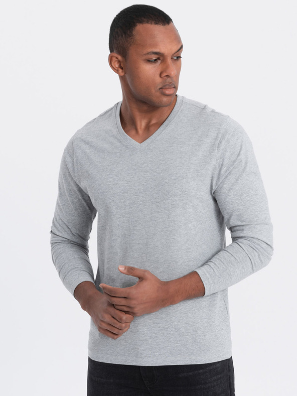 Ombre Clothing Svetlo siva moška osnovna majica Ombre Clothing