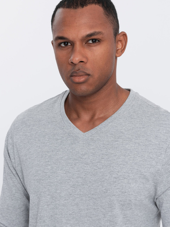 Ombre Clothing Svetlo siva moška osnovna majica Ombre Clothing