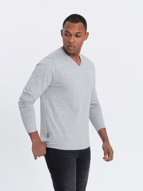 Ombre Clothing Svetlo siva moška osnovna majica Ombre Clothing