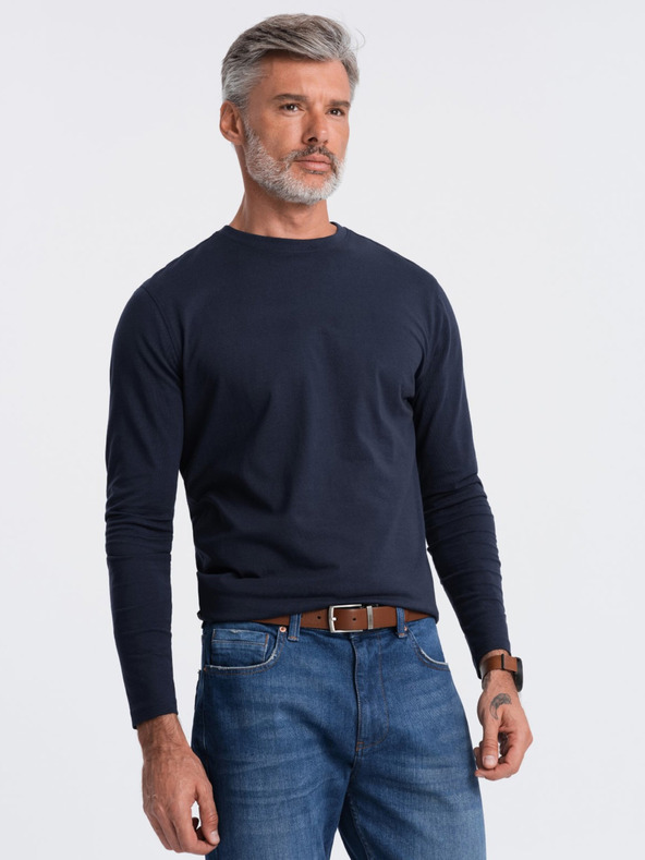 Ombre Clothing Temno modra moška osnovna majica Ombre Clothing