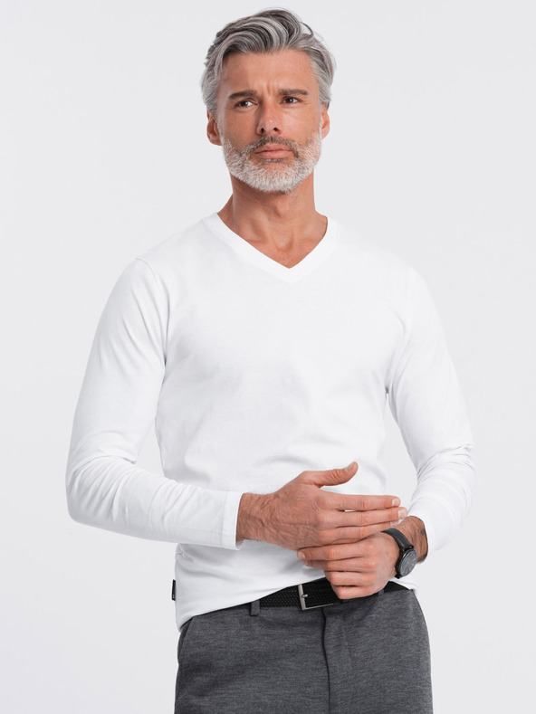 Ombre Clothing Bela moška osnovna majica Ombre oblačila