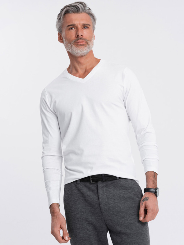 Ombre Clothing Bela moška osnovna majica Ombre oblačila