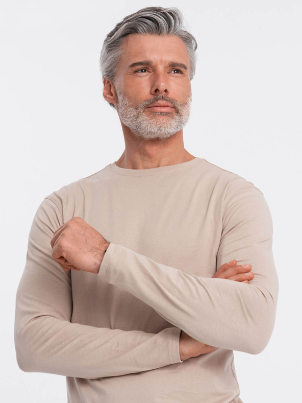 Ombre Clothing Bež moška osnovna majica Ombre Clothing