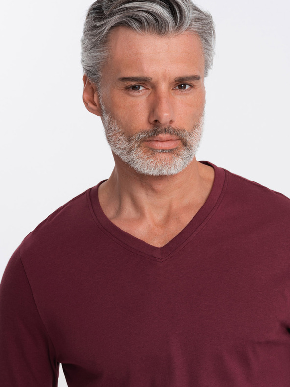 Ombre Clothing Ombre Clothing moška osnovna majica v bordo barvi