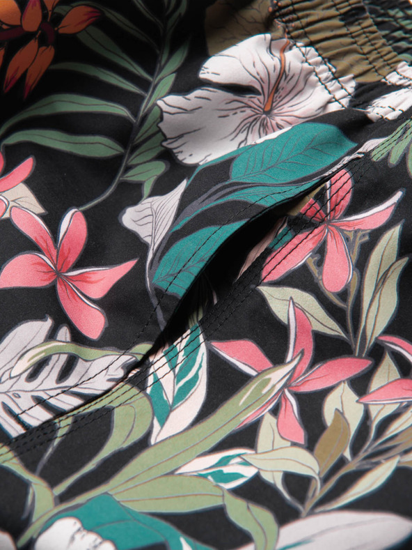 Ombre Clothing Moške črno-zelene tropske vzorčaste kopalke Ombre Clothing