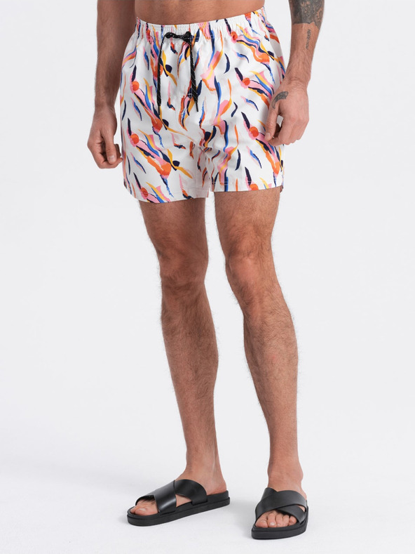 Ombre Clothing Oranžno-bele moške vzorčaste kopalke Ombre Clothing