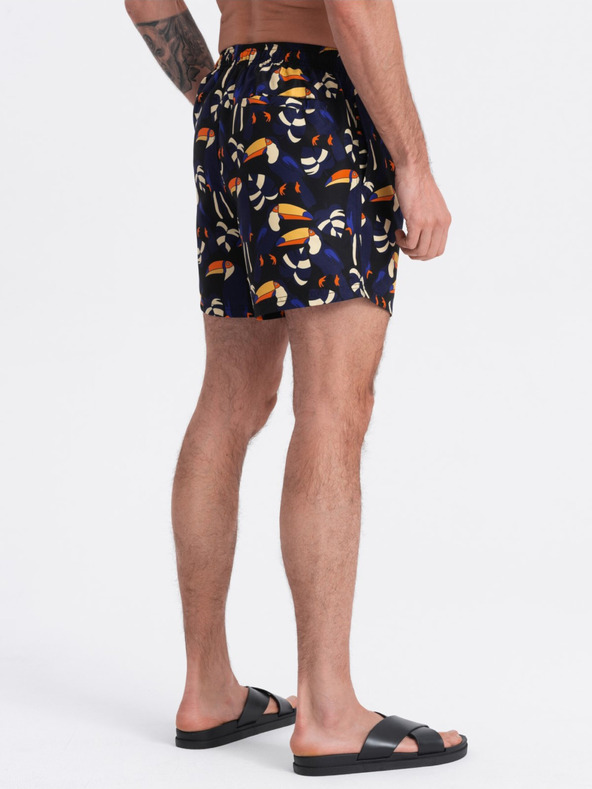 Ombre Clothing Oranžne in modre moške vzorčaste kopalke Ombre Clothing Toucan