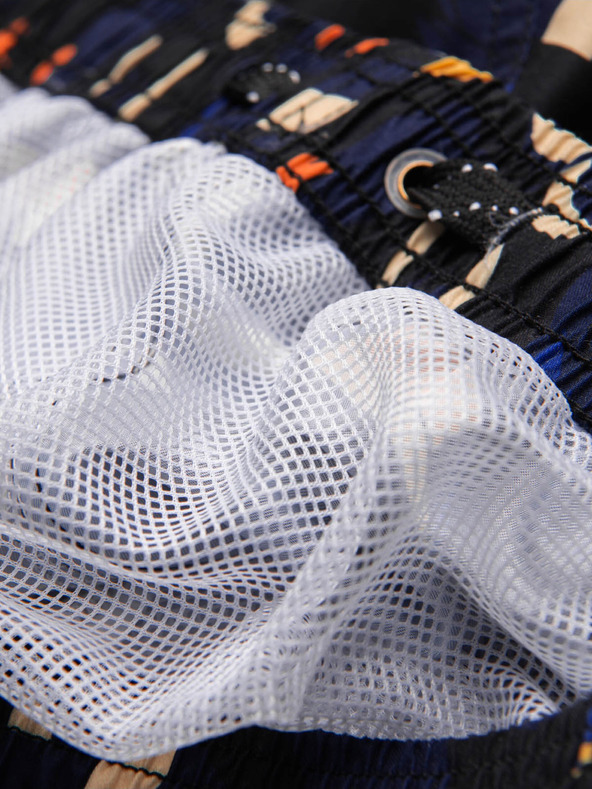 Ombre Clothing Oranžne in modre moške vzorčaste kopalke Ombre Clothing Toucan