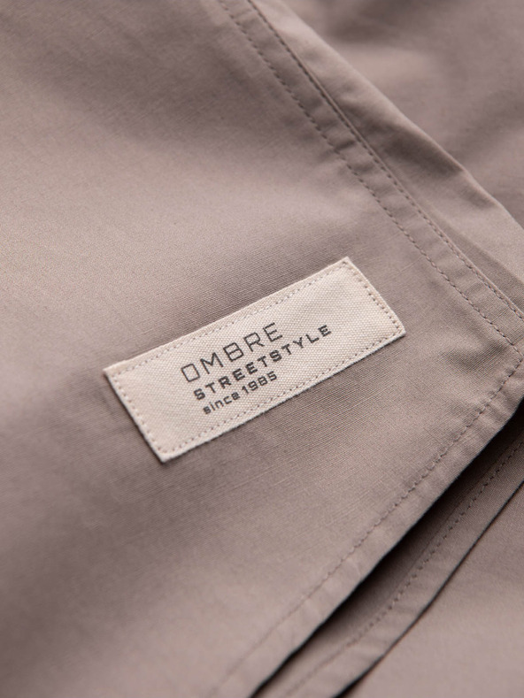 Ombre Clothing Rjava moška srajca s kratkimi rokavi Ombre Oblačila