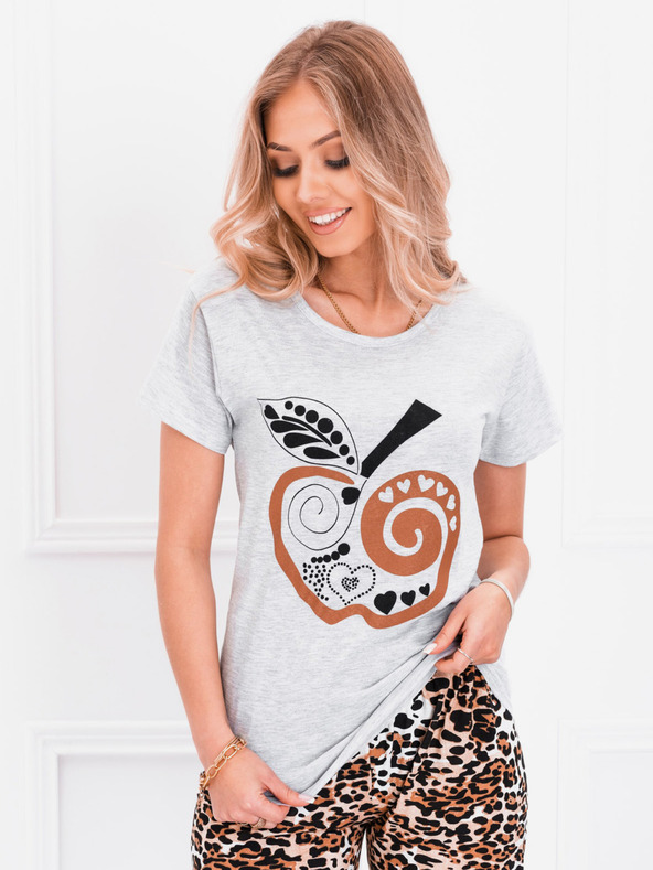 Edoti Rjava in siva ženska pižama z vzorcem Edoti