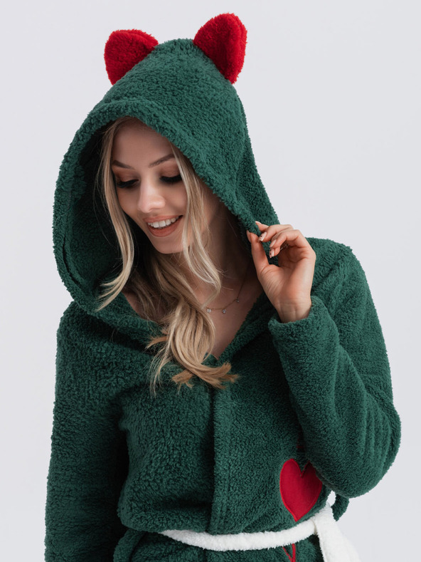 Edoti Temnozelena ženska halja s kapuco Edoti