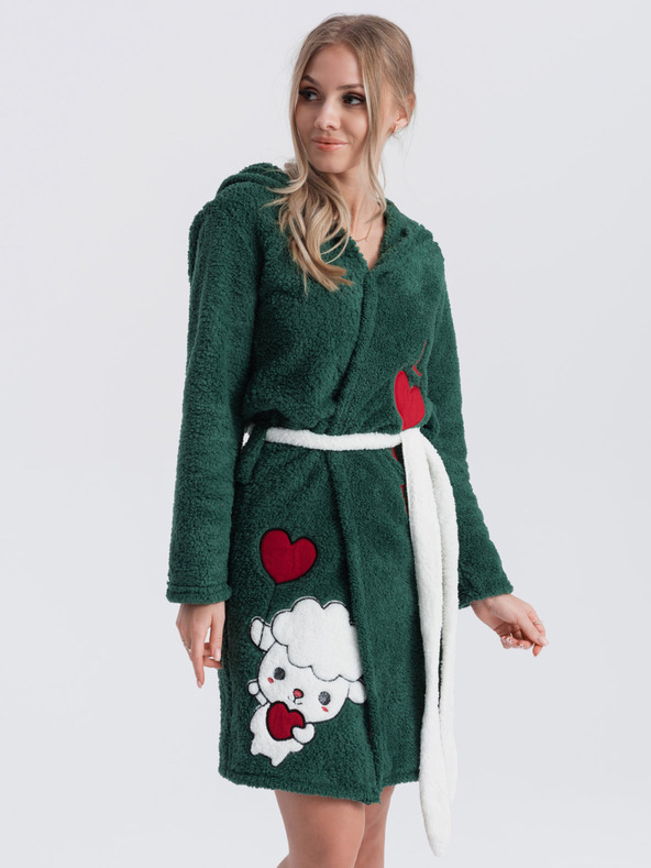 Edoti Temnozelena ženska halja s kapuco Edoti