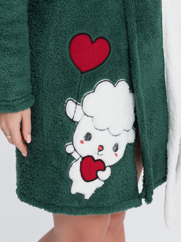 Edoti Temnozelena ženska halja s kapuco Edoti