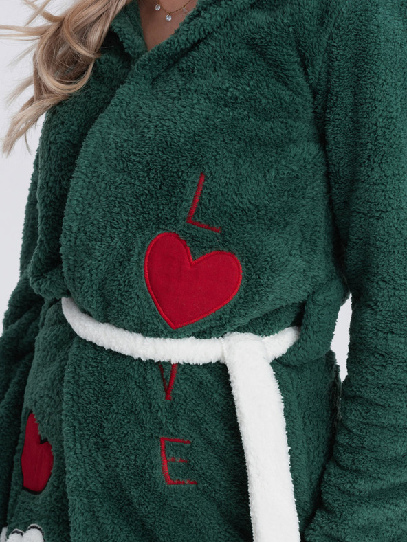 Edoti Temnozelena ženska halja s kapuco Edoti