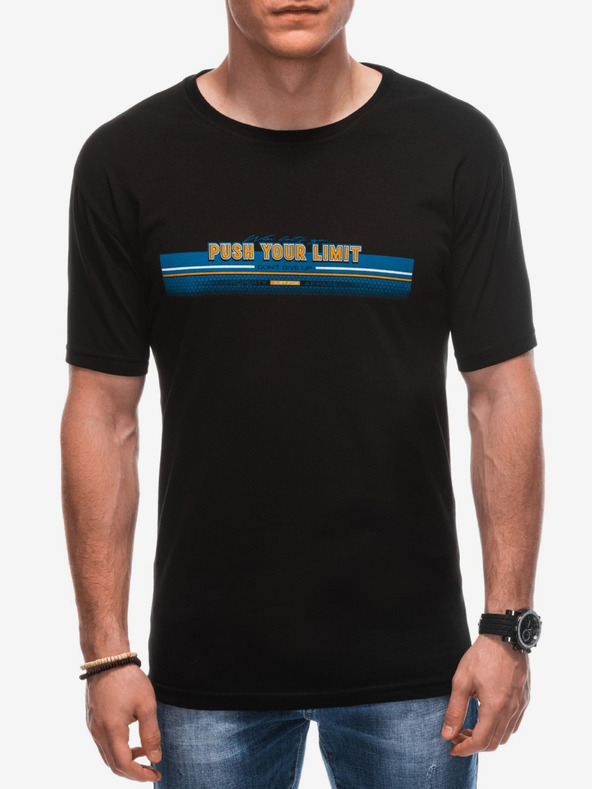 Edoti Črna moška majica s potiskom Edoti