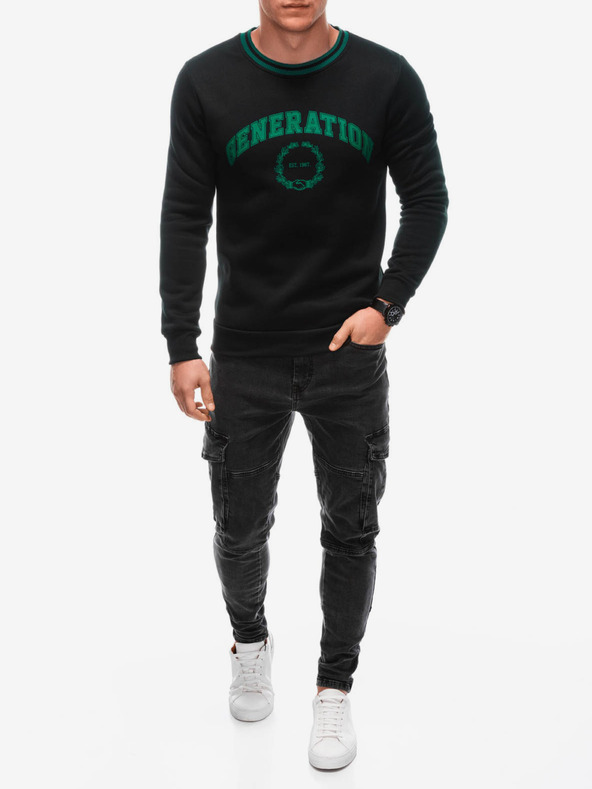 Edoti Zeleno-črna moška jopa s potiskom Edoti