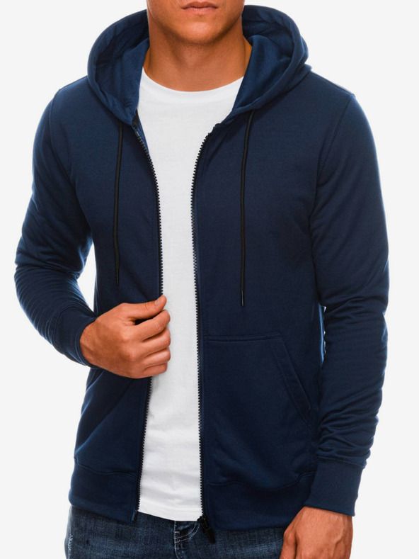 Edoti Temno modra moška jopa s kapuco na zadrgo Edoti