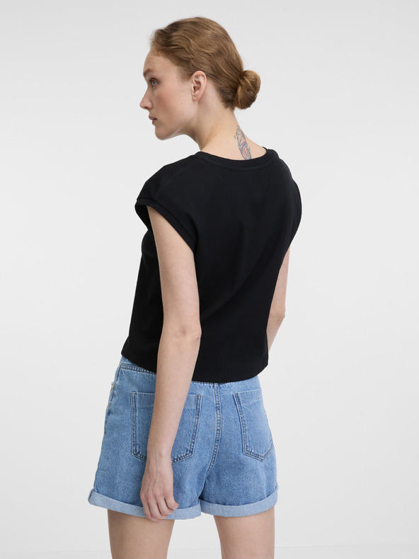 Orsay Črna ženska crop majica s kratkimi rokavi ORSAY