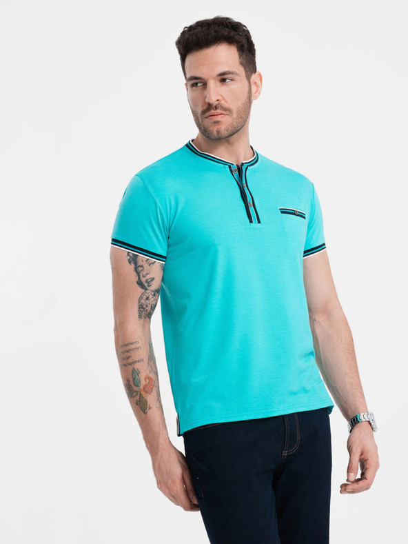 Ombre Clothing Turkizna moška srajca z gumbi Ombre oblačila