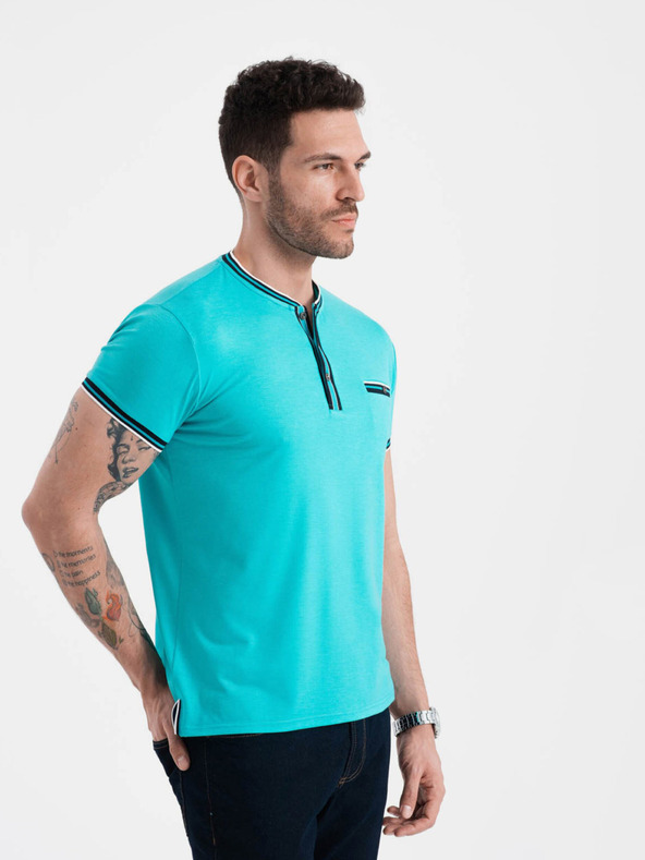 Ombre Clothing Turkizna moška srajca z gumbi Ombre oblačila