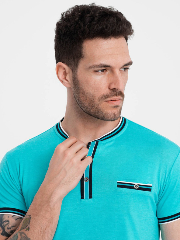 Ombre Clothing Turkizna moška srajca z gumbi Ombre oblačila