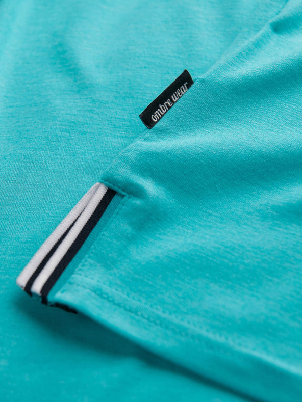 Ombre Clothing Turkizna moška srajca z gumbi Ombre oblačila