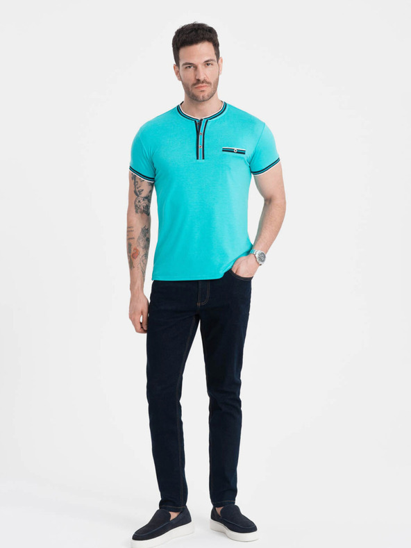 Ombre Clothing Turkizna moška srajca z gumbi Ombre oblačila