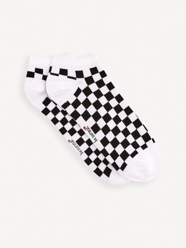 Celio Moške črno-bele kariraste nogavice Celio