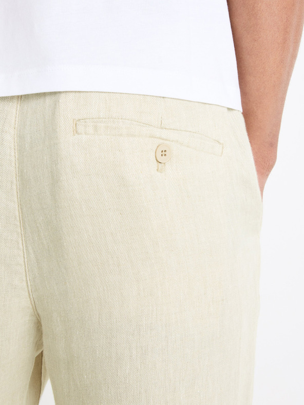 Celio Bež Moške lanene hlače Celio Dolinus