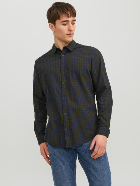 Jack & Jones Temno zelena moška karirasta srajca Jack & Jones Gingham