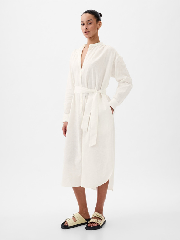 GAP Lanene črtaste oversize srajčne obleke GAP