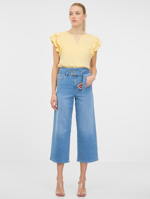 Orsay Rumena ženska majica s karirastimi rokavi ORSAY