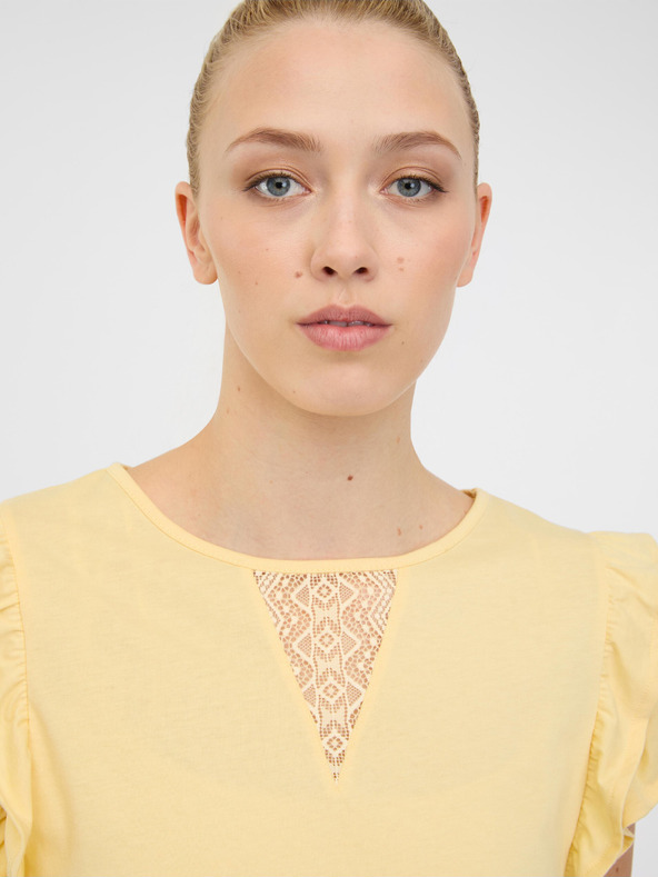 Orsay Rumena ženska majica s karirastimi rokavi ORSAY