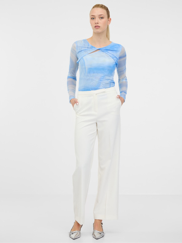 Orsay Modra ženska vzorčasta majica z dolgimi rokavi ORSAY