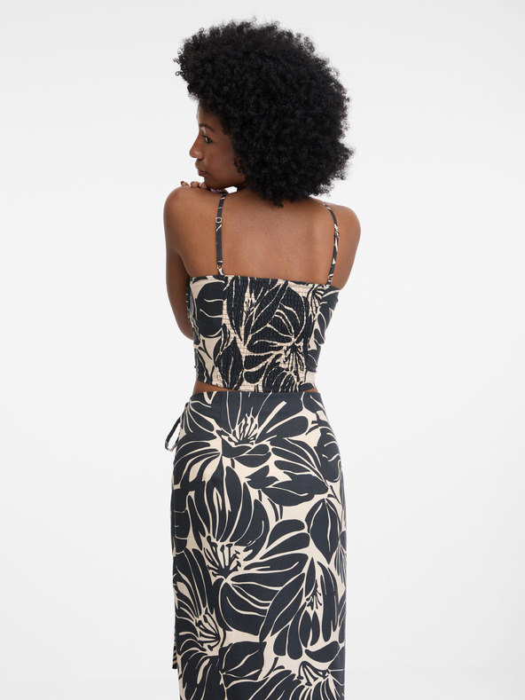 Orsay Črna ženska majica crop z vzorcem ORSAY