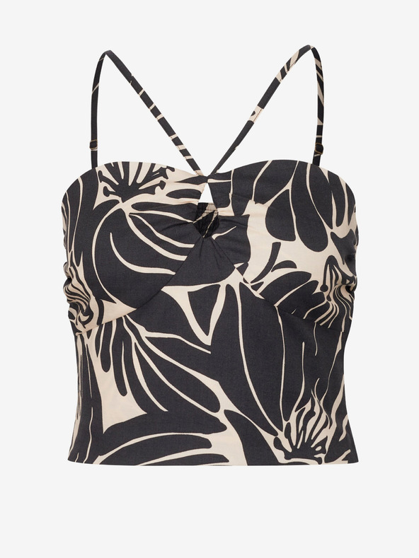 Orsay Črna ženska majica crop z vzorcem ORSAY