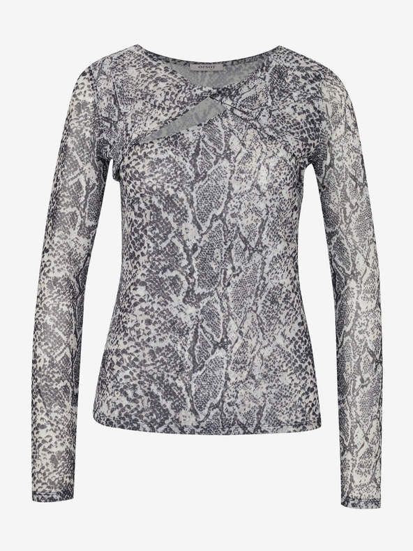 Orsay Črna ženska vzorčasta majica z dolgimi rokavi ORSAY