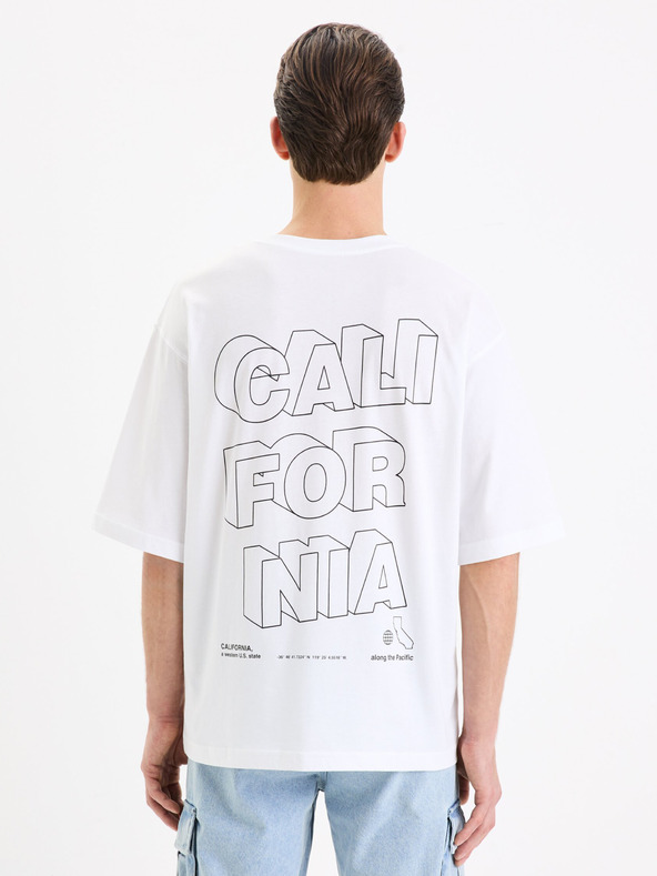 Celio Bela bombažna majica Celio Gesympa