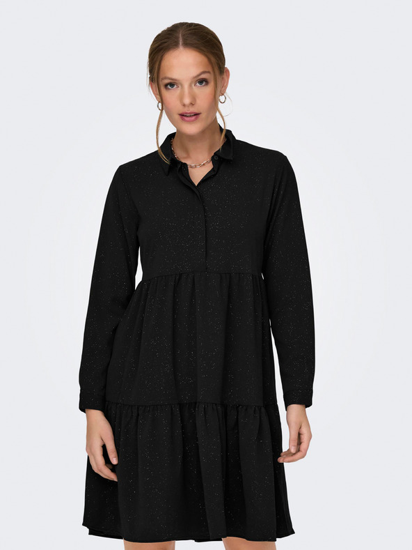 Jacqueline de Yong Ženska črna obleka z vzorcem JDY Piper