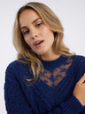 Orsay Temno moder ženski pulover s čipko ORSAY